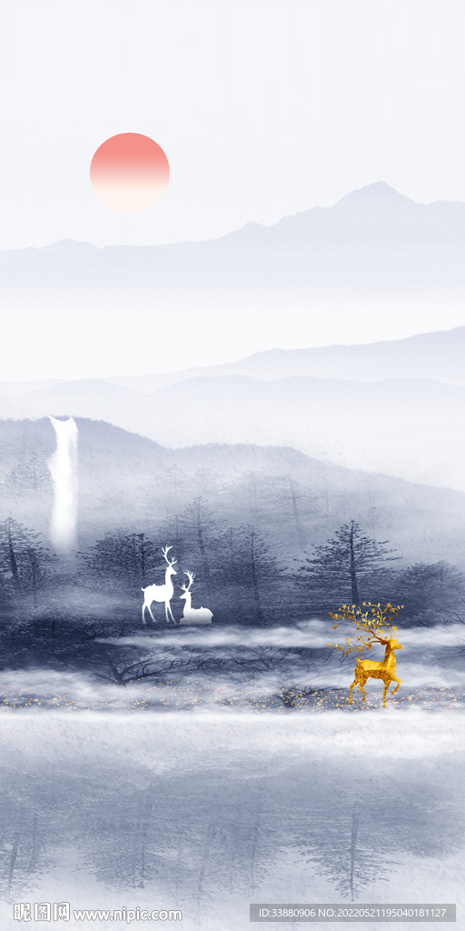 蓝色中式玄关新画 TIF分层