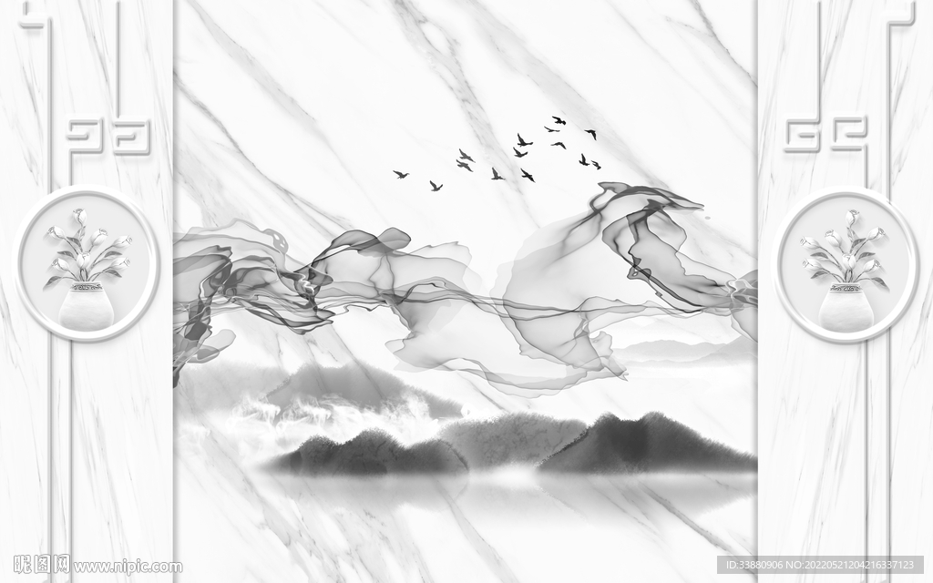 现代意境山水 tif分层