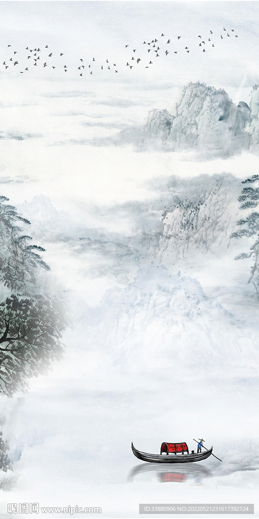 国画 风景新玄关画 TIF分层