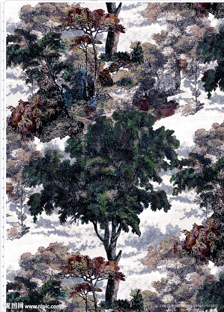叶  数码 印花 循环 效果 