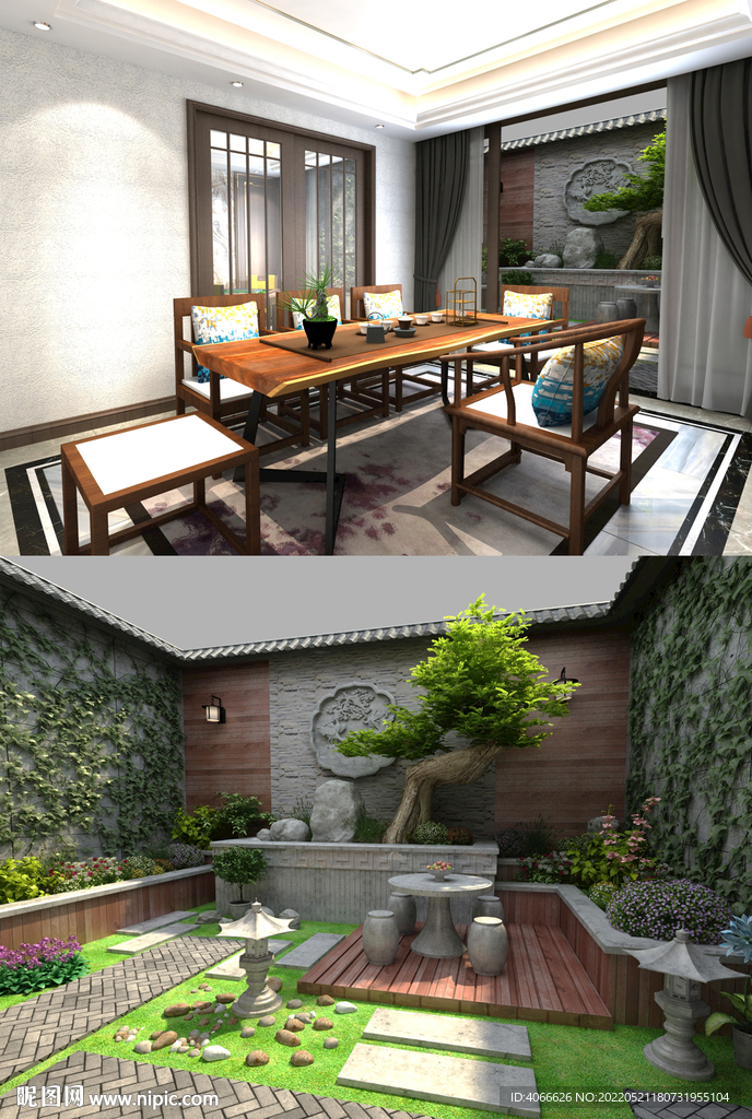 中式花园3d模型