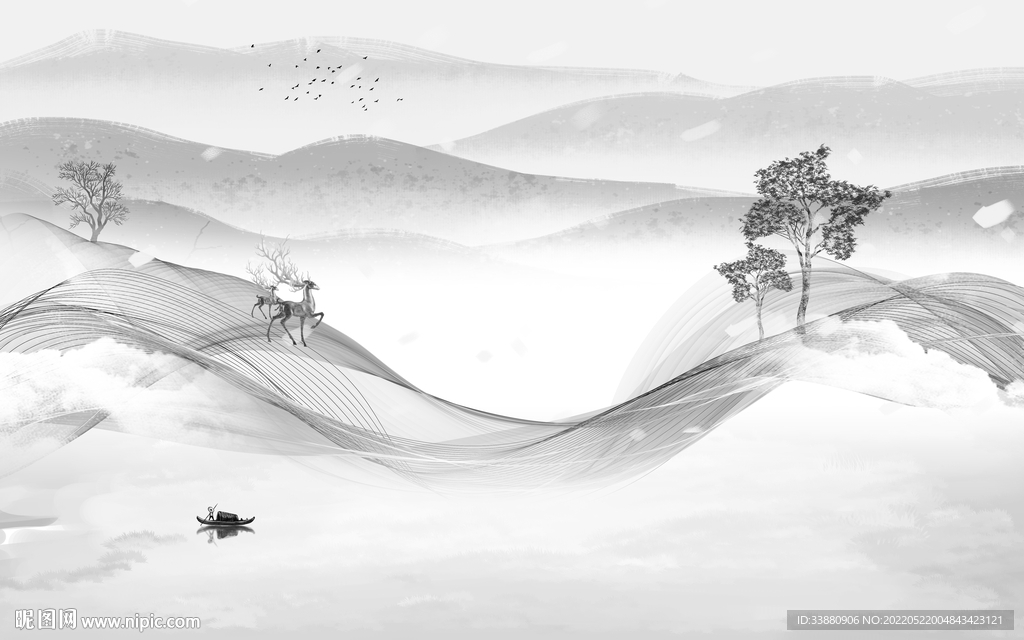 新款大气现代山水 tif分层