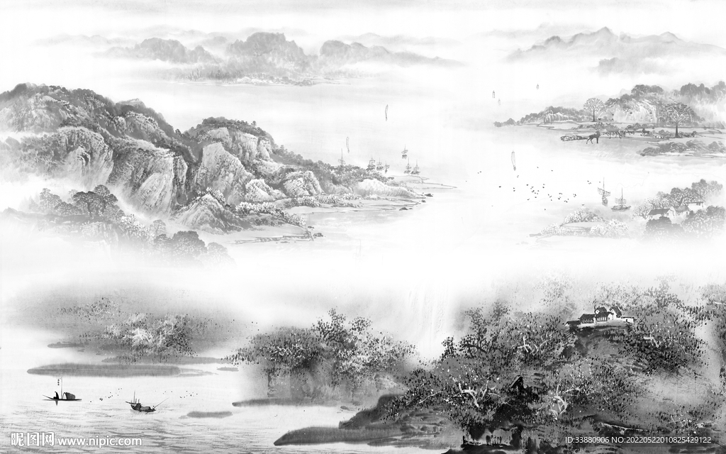 高端 大气现代山水 tif分层