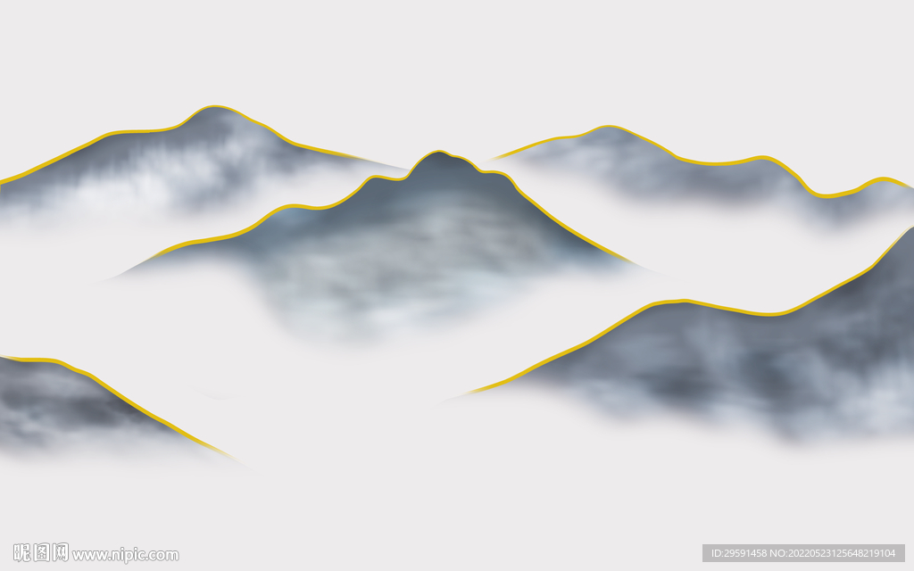 手绘山水画背景墙