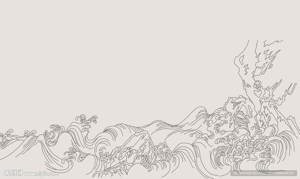线条海浪装饰画