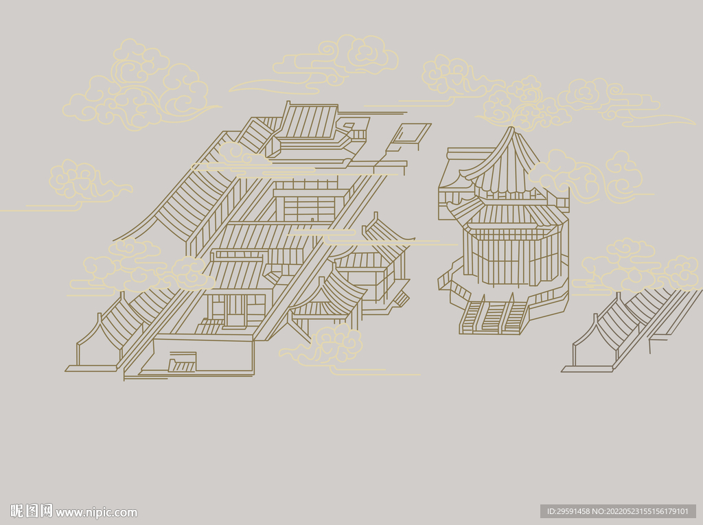 线条庭院装饰画