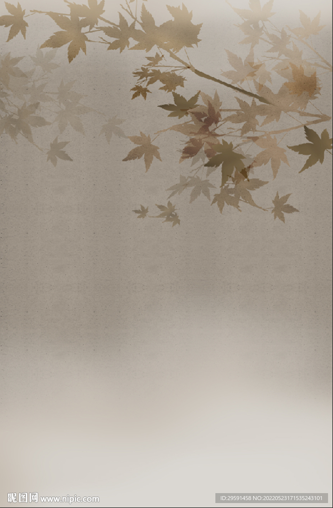 手绘水墨树叶装饰画