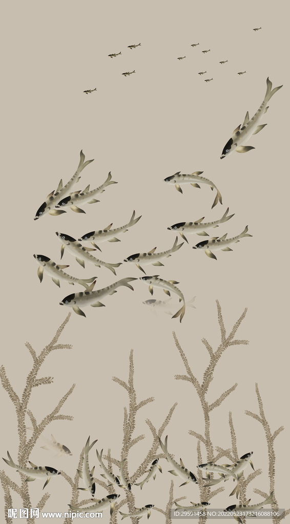 手绘鱼装饰画
