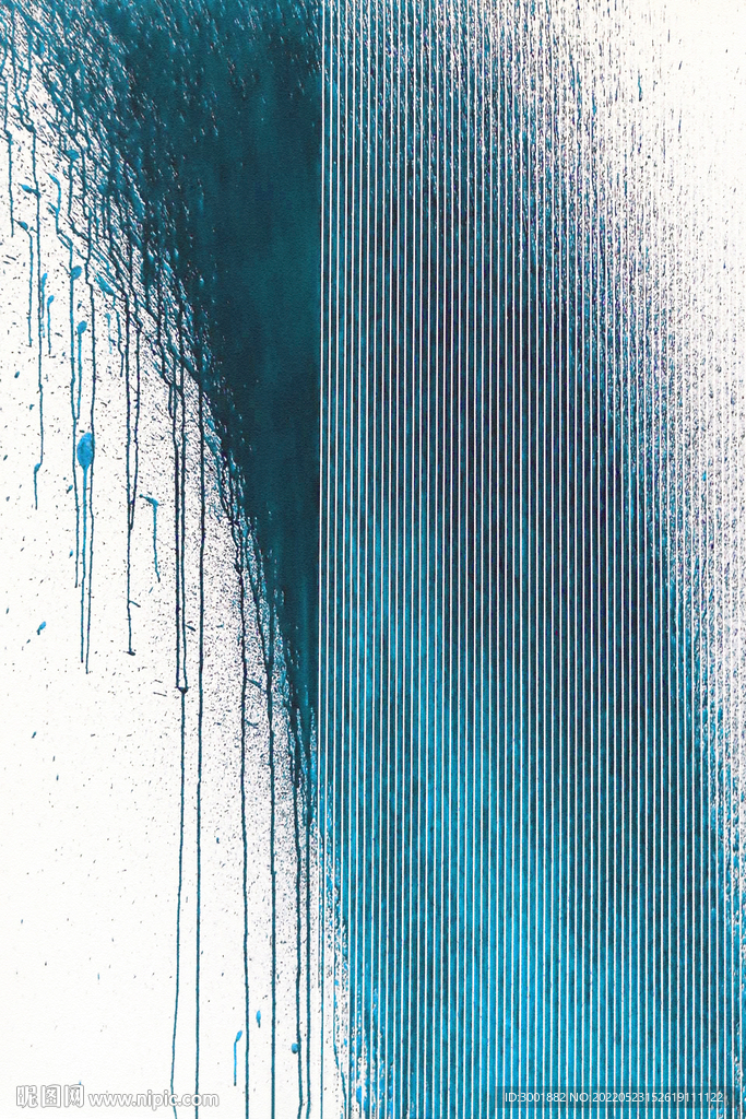 装饰画 蓝色线条水墨抽象画