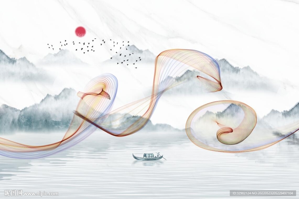 中式烟雾背景墙