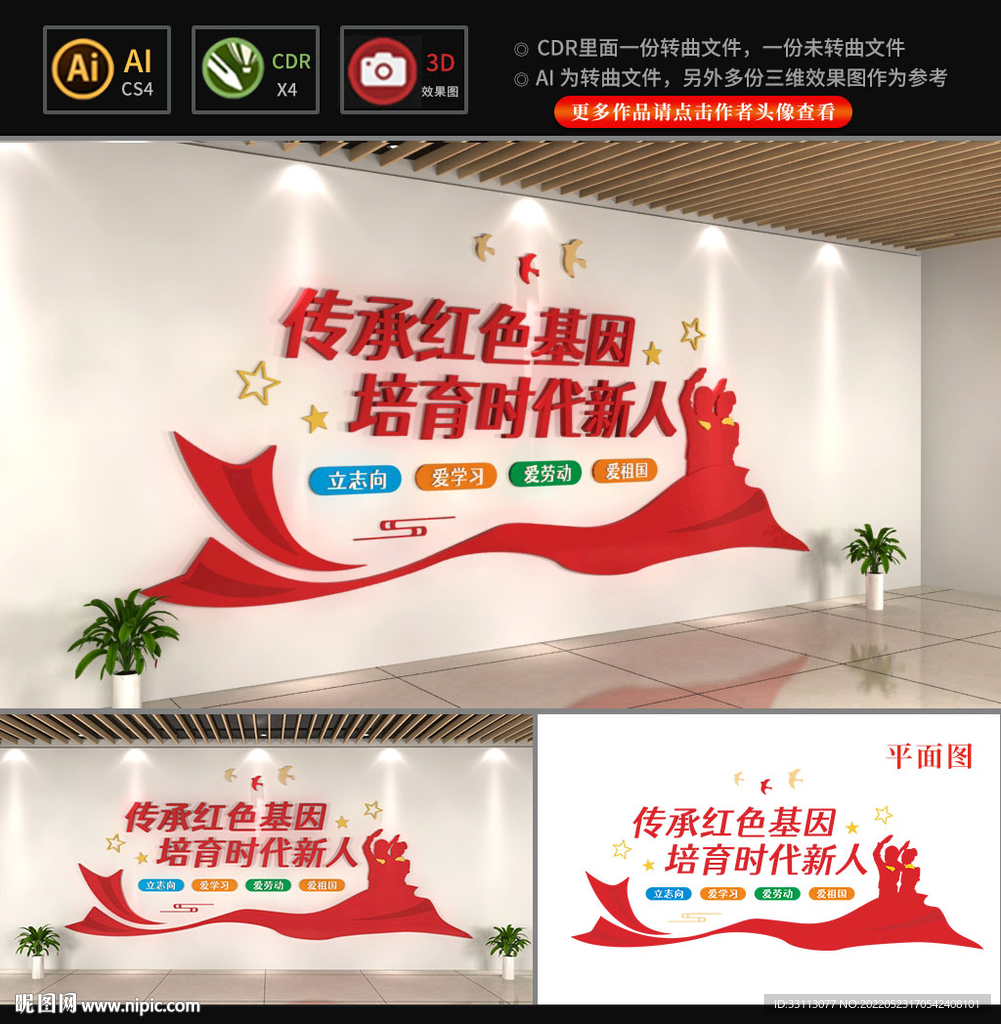 传承红色基因文化墙