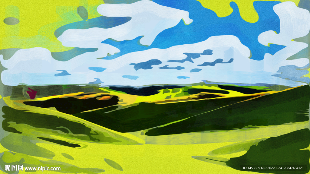 草原风景油画