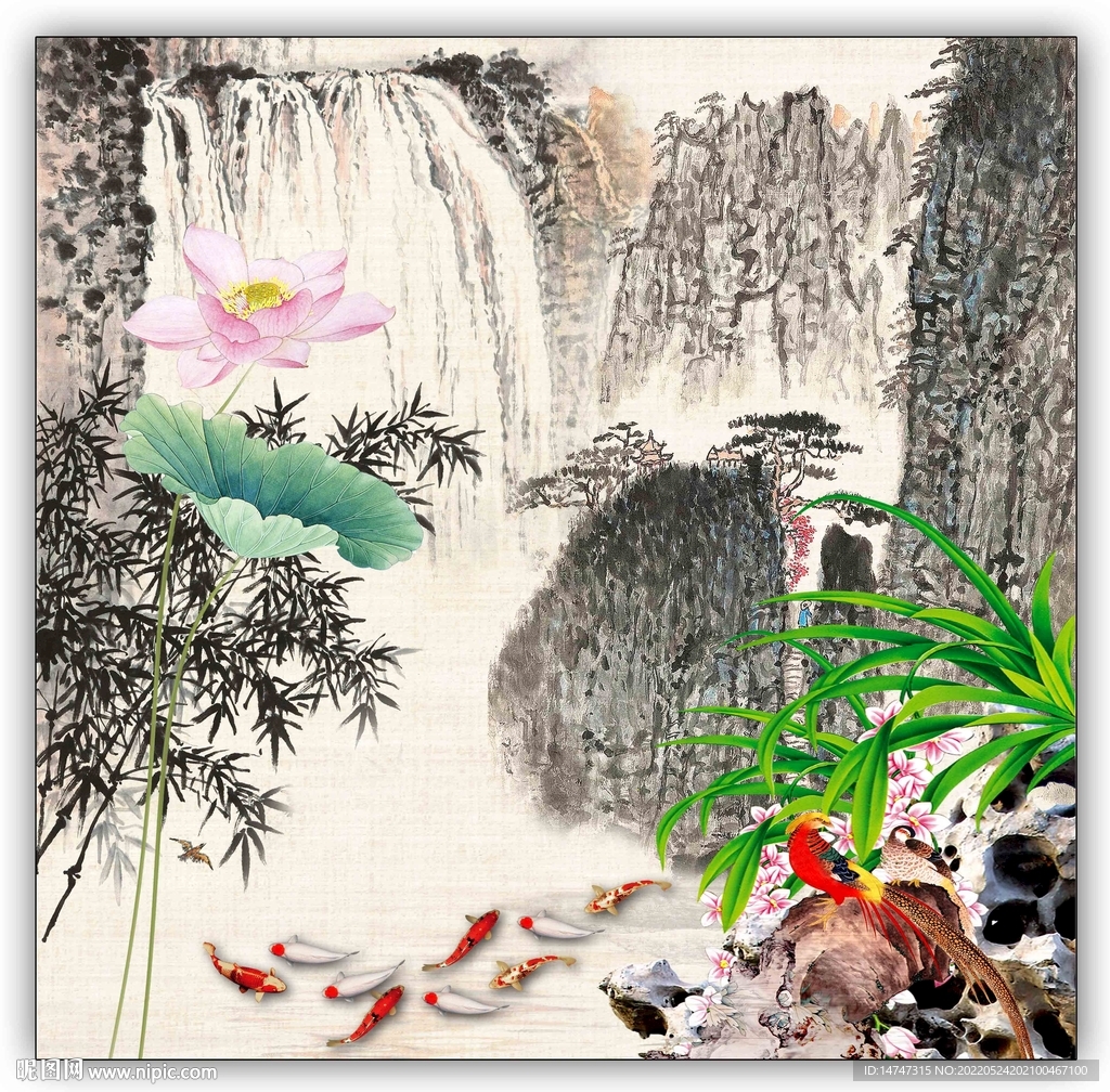 荷花装饰画