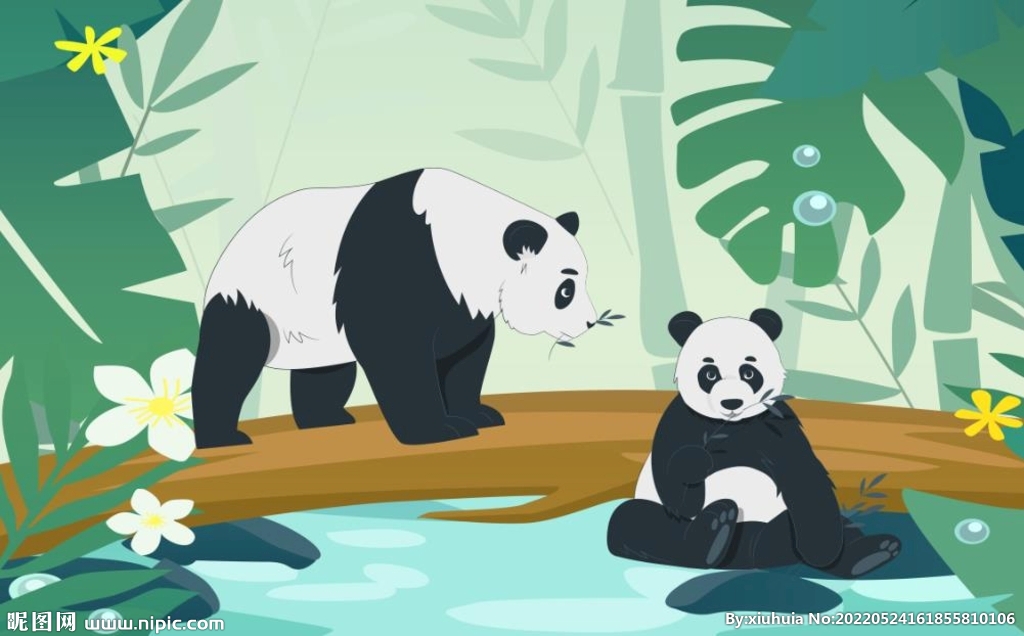 儿童卡通熊猫壁画
