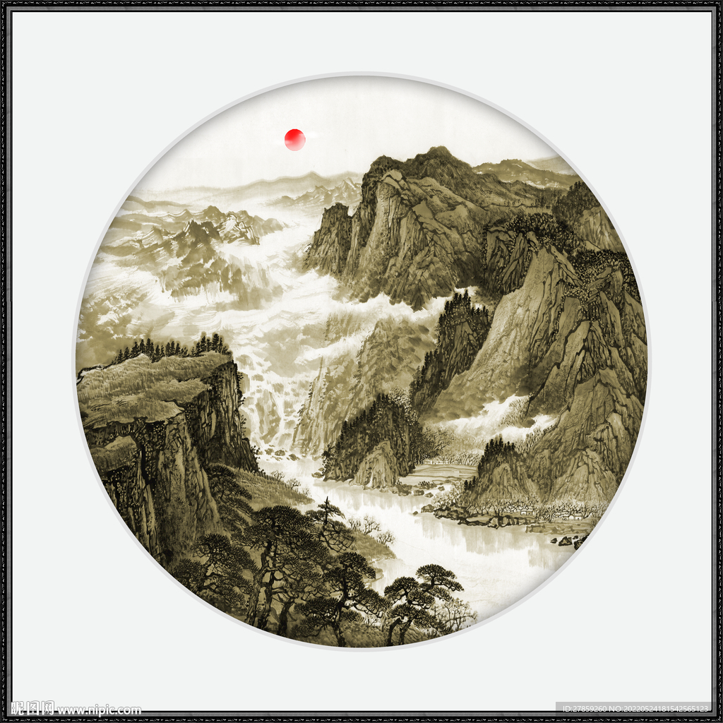 圆形山水画