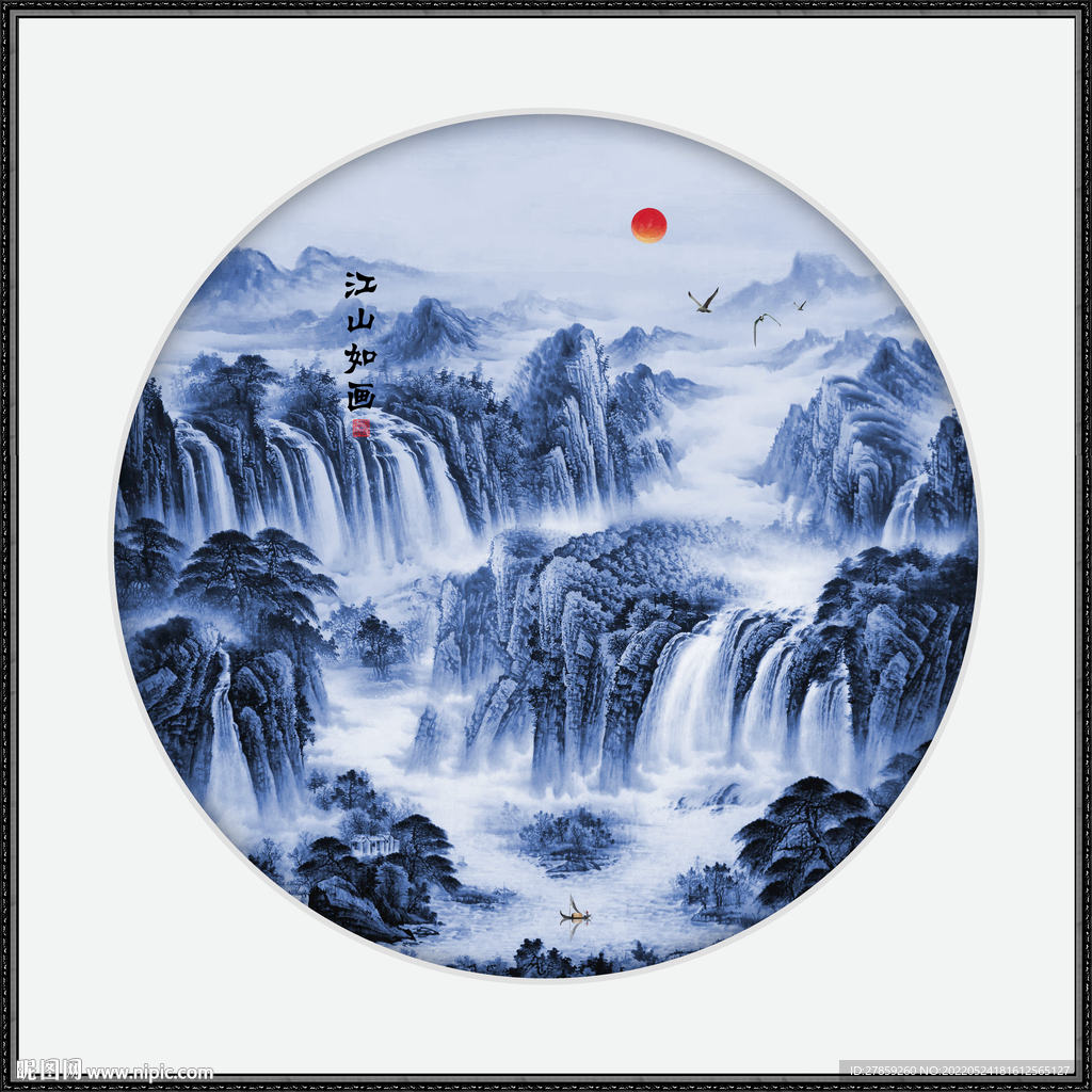 圆形山水画