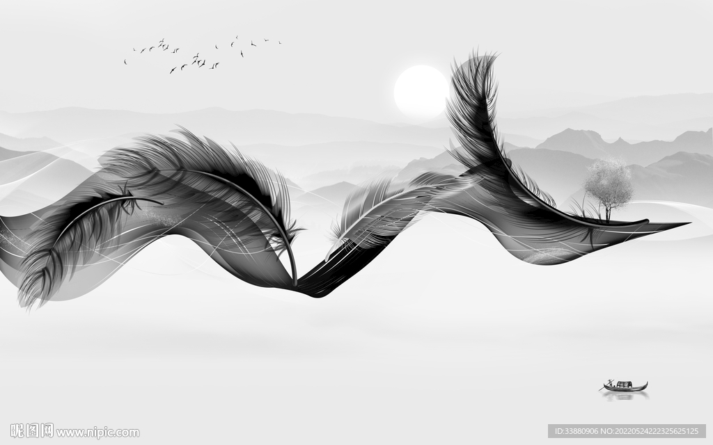 羽毛高端山水 tif分层