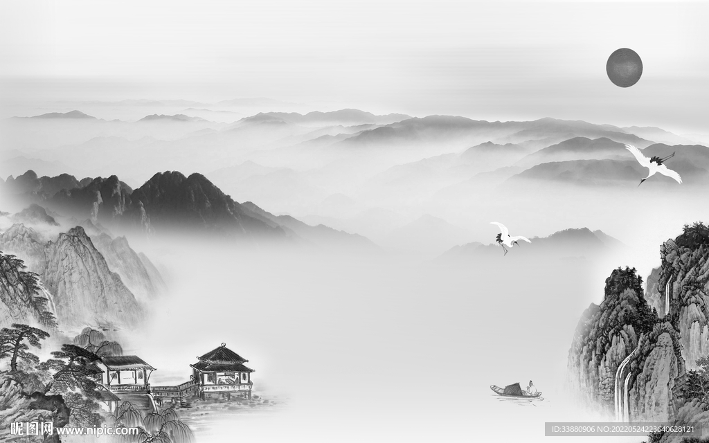 现代简约高端山水 tif分层