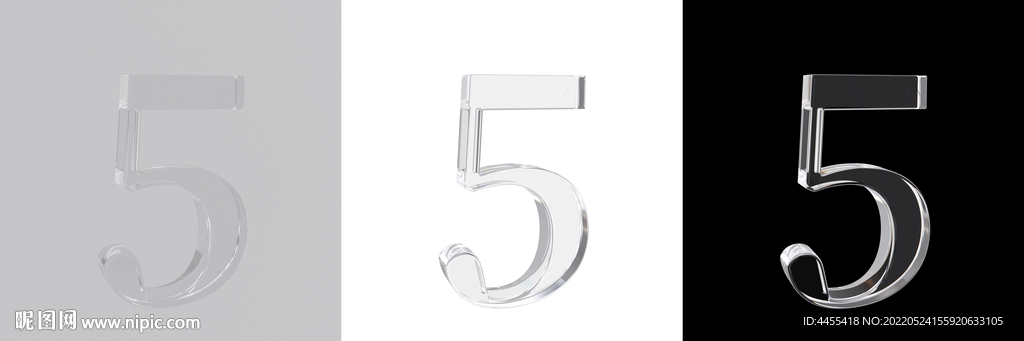 水晶玻璃数字5