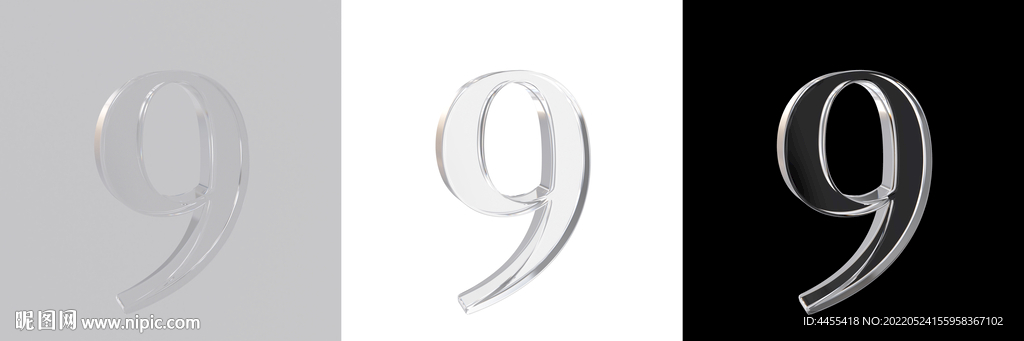 水晶玻璃数字9