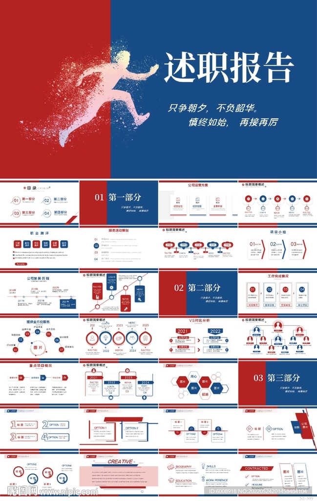 大气奔跑励志述职报告动态PPT