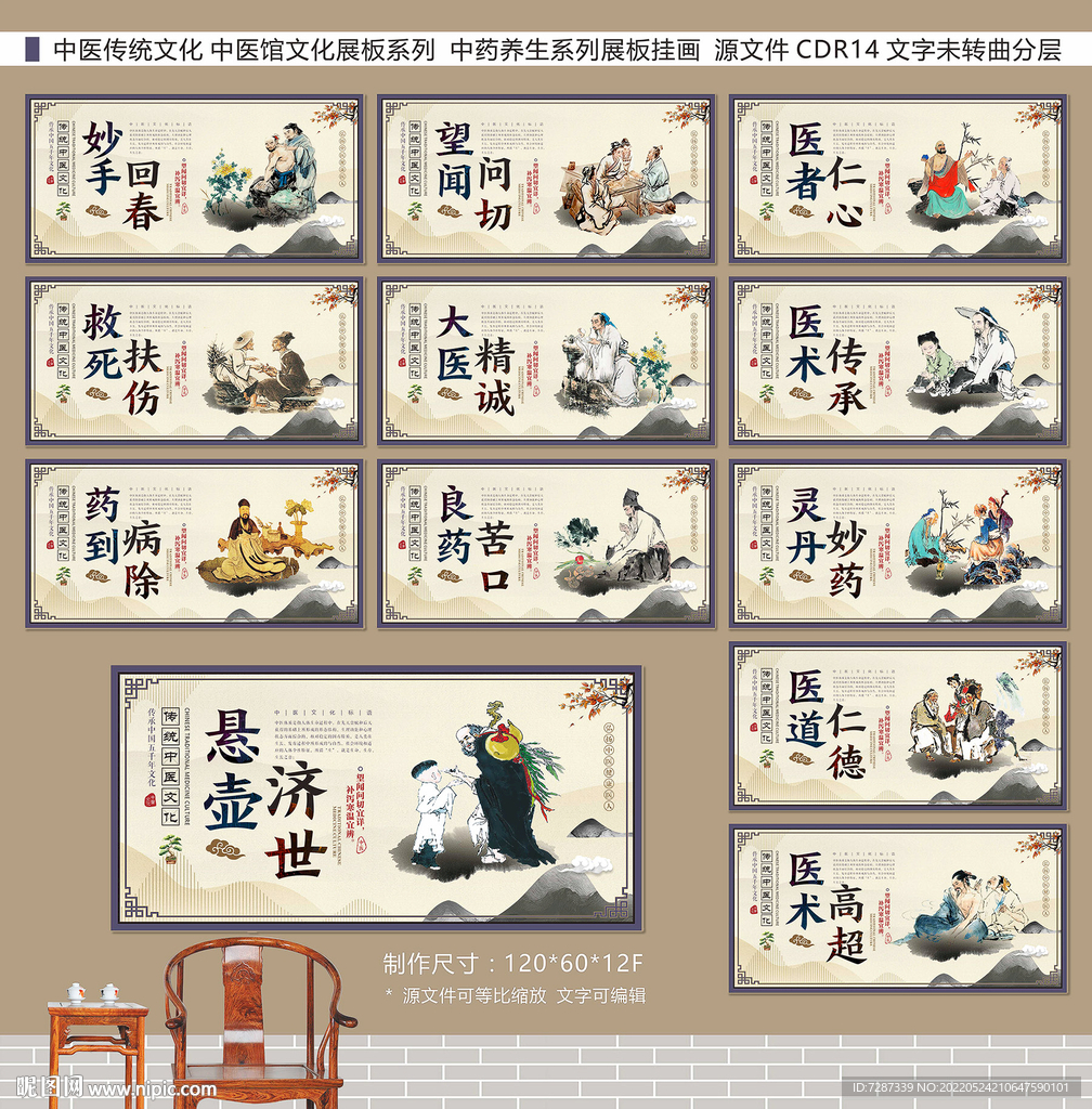 中医展板挂画中医文化中药养生