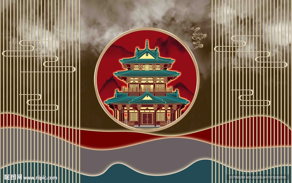 新中式背景墙 