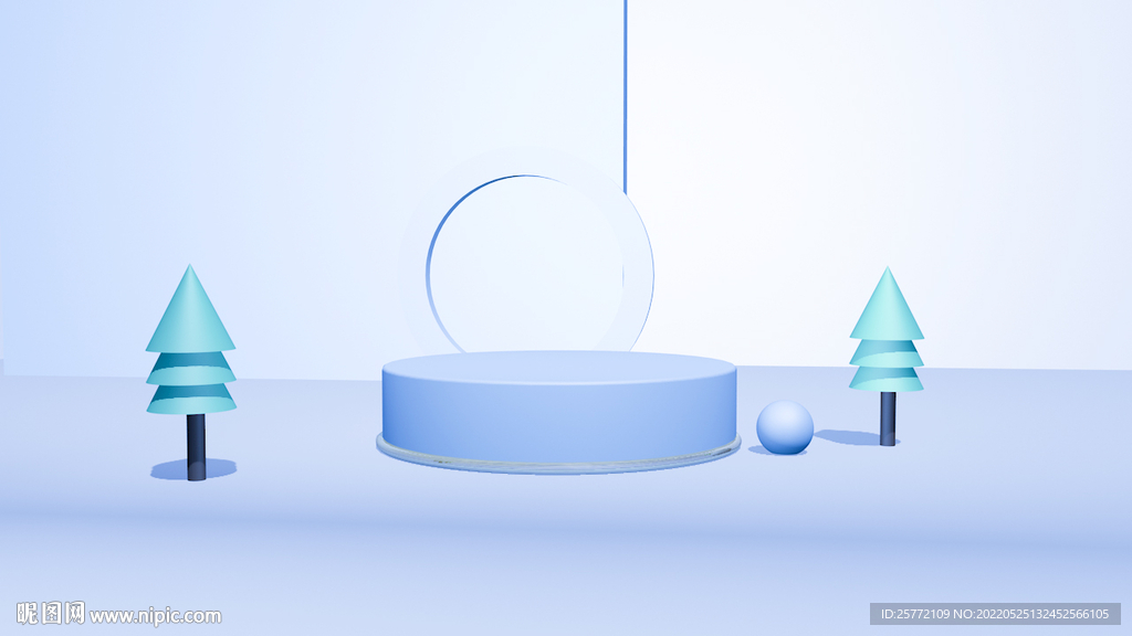 蓝色简约c4d展台