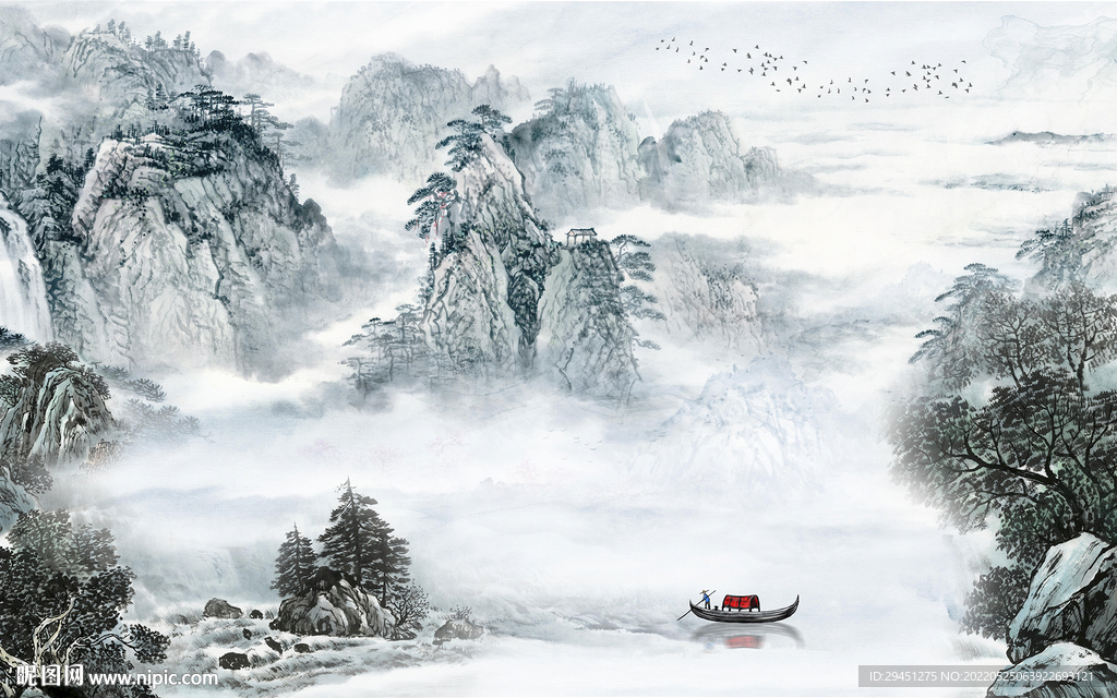 新品中式客厅山水 TiF分层