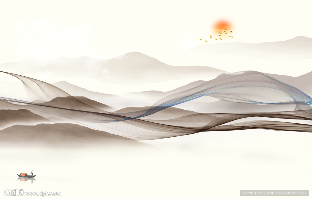 新款中式客厅山水 TiF分层