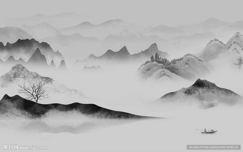 新款极简灰色墙画 tif分层