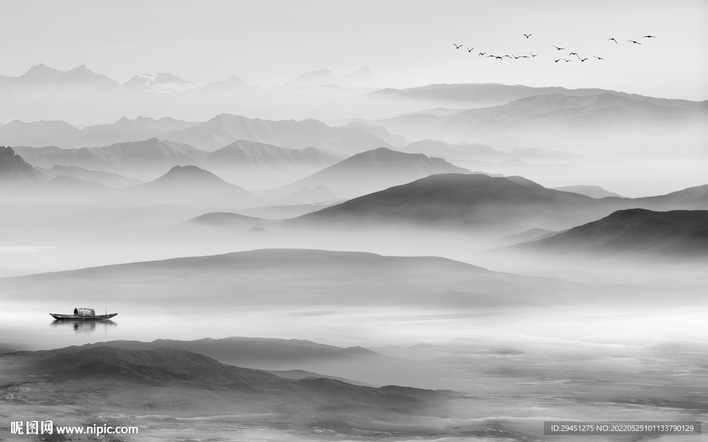 新款 灰色山水背景 tif分层