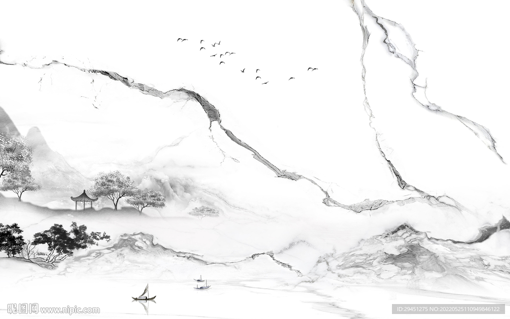 客厅 高清简约山水 Tif分层