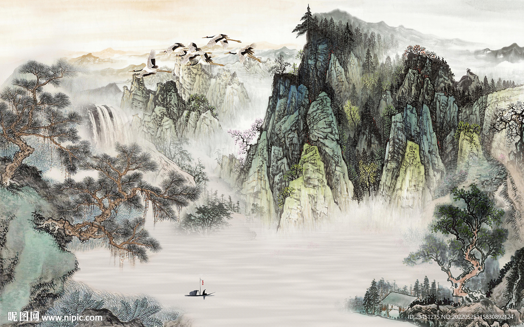 无框画意境人气山水 TIf分层