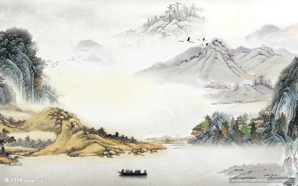 高档 中式高清山水 TIf分层