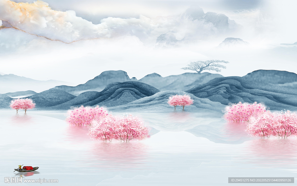 水墨客厅简约山水 TIf分层