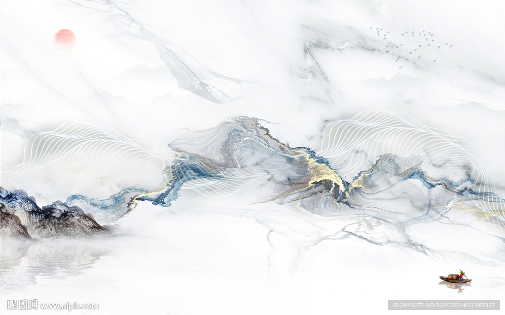 别墅 新款客厅山水 Tif分层