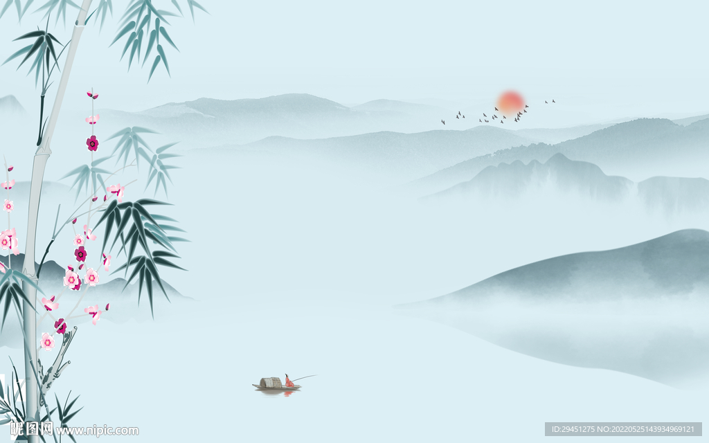 竹子新款客厅山水 Tif分层