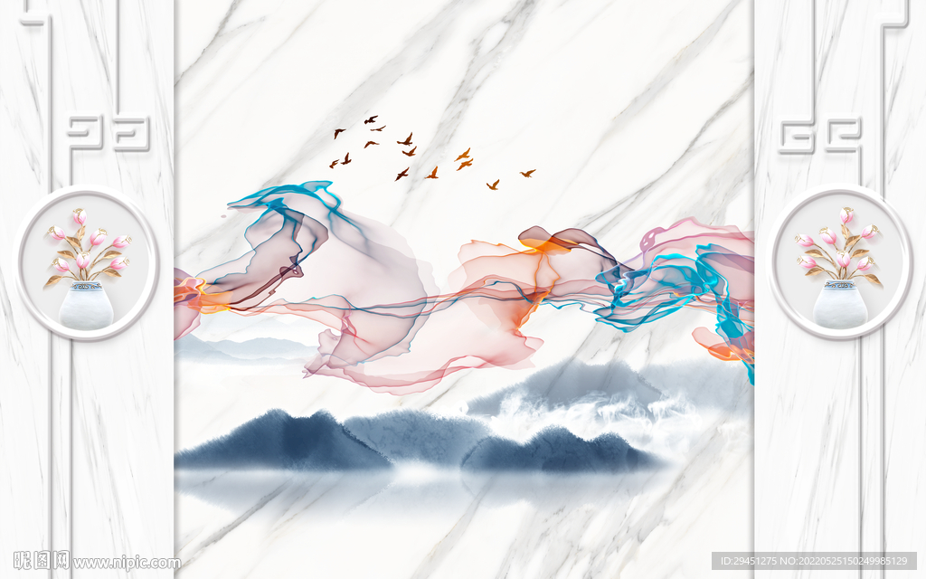 高档 高清简约山水 Tif分层