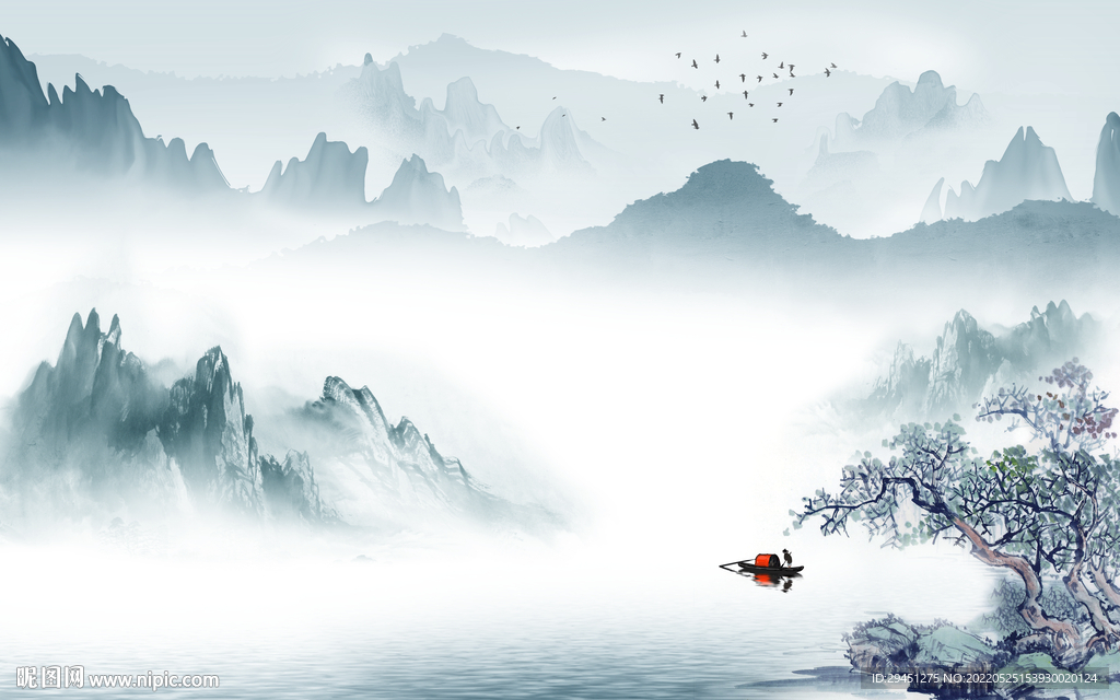 中国风现代客厅山水 Tif分层