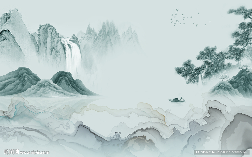 高大上现代客厅山水 Tif分层