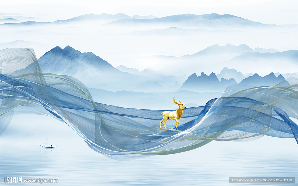 意境新款客厅山水 Tif分层