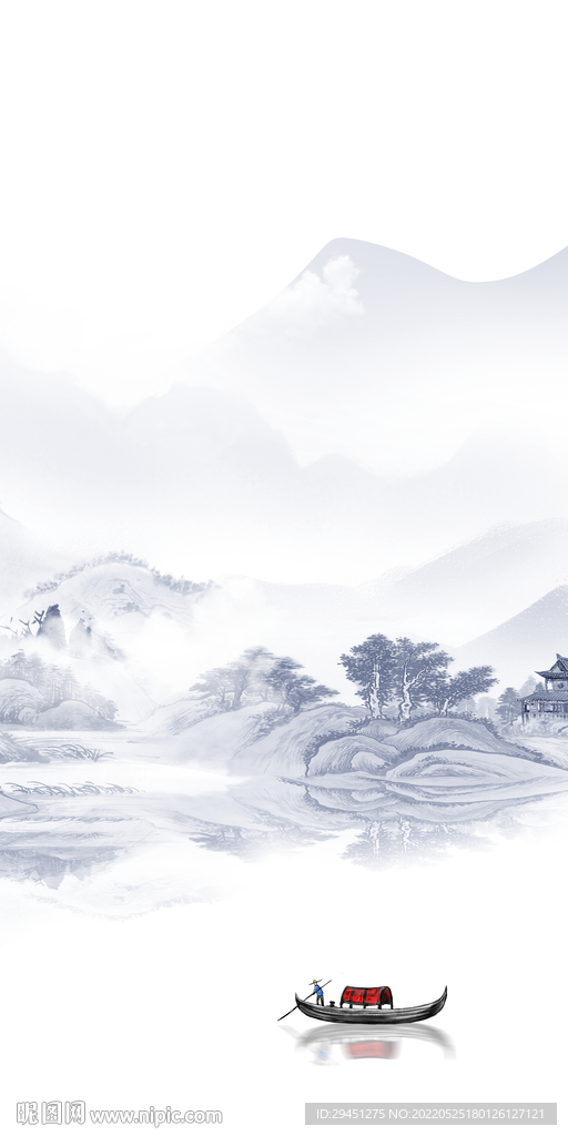 中国风现代山水框画 Tif分层