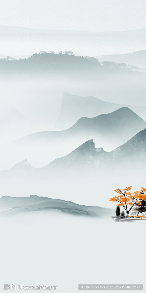 中式新品山水玄关 tif分层