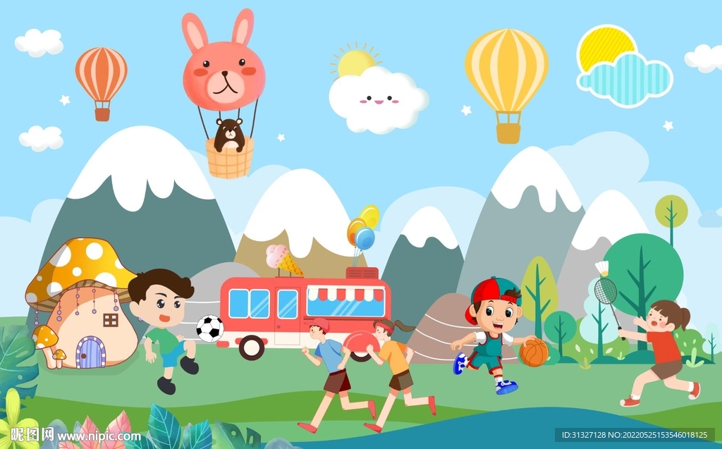 儿童运动背景墙图片