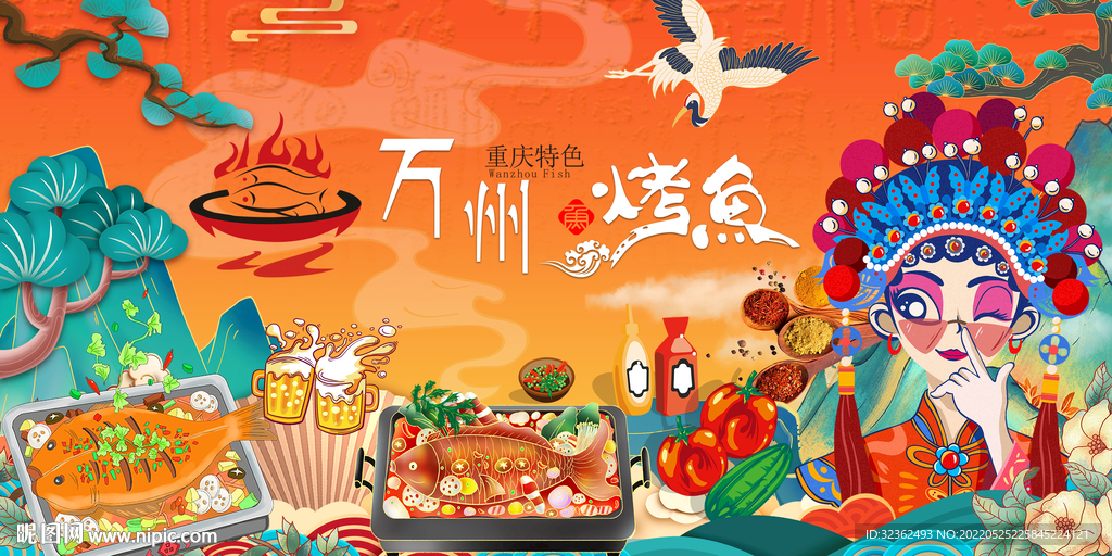 万州烤鱼背景墙