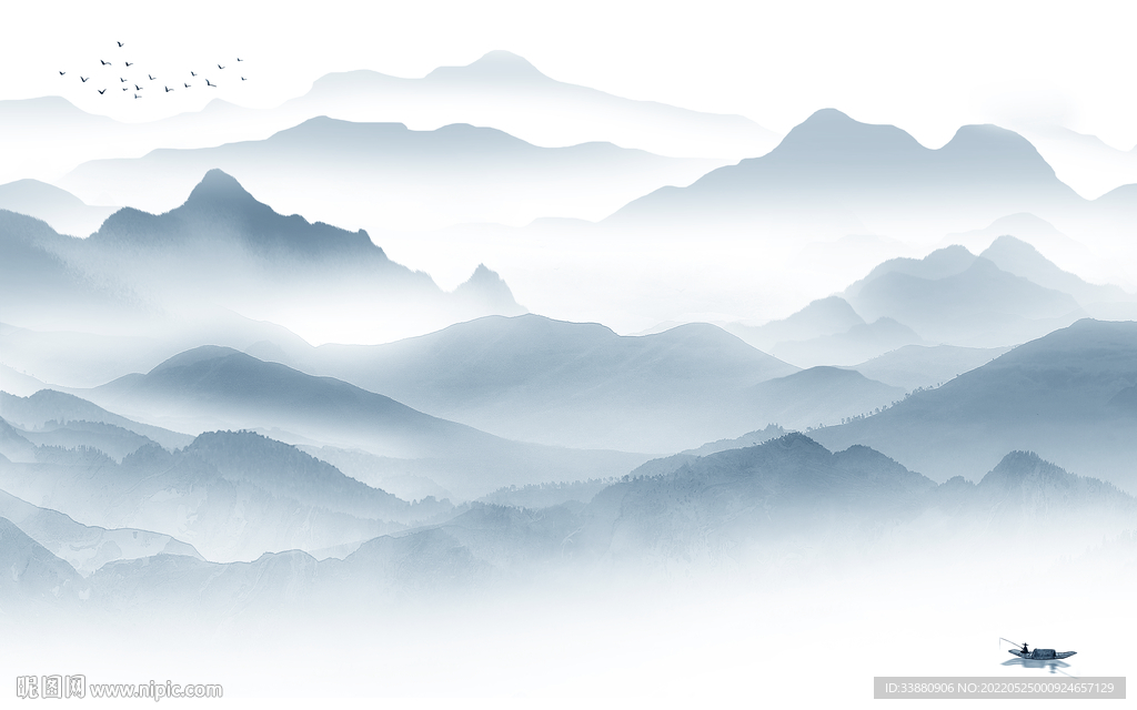 新品现代意境山水 tif分层