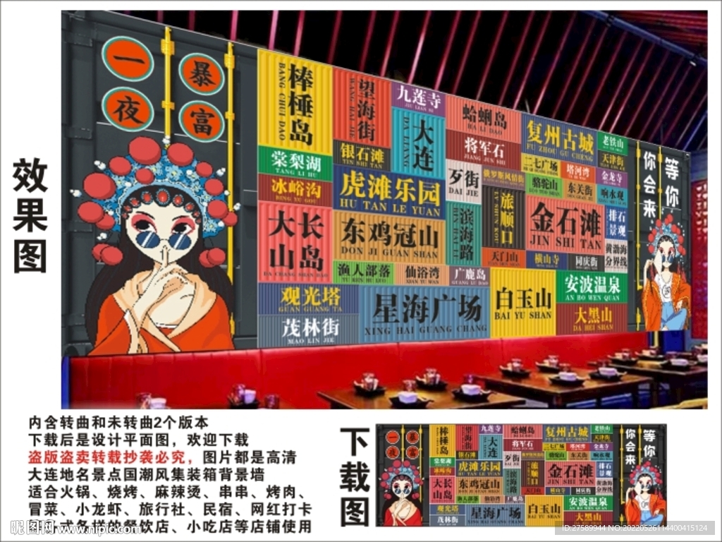 大连地名景点名集装箱背景墙