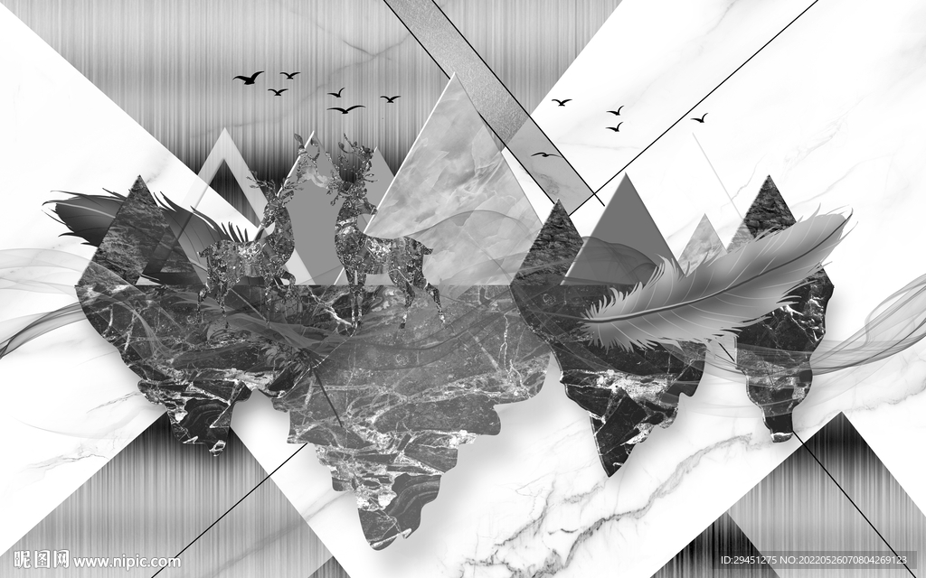 爆款 欧式无框墙画 TIF分层