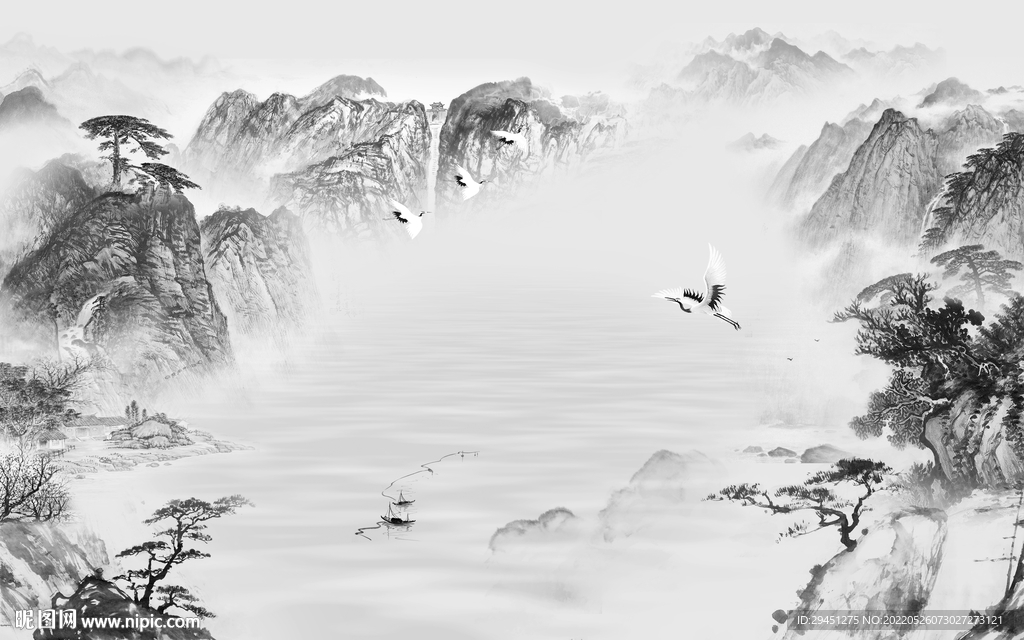 新品爆款现代山水 tif分层